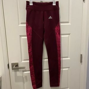 2/$18 NWOT Adidas High Waist Leggings Climawarm Maroon Pink Size XS